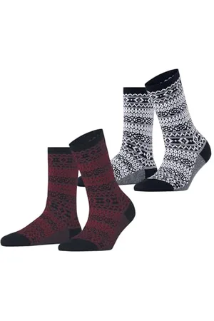 ESPRIT Damen Socken Sami Pattern Double Pack W So Baumwolle gemustert 2 Paar, , 39-42