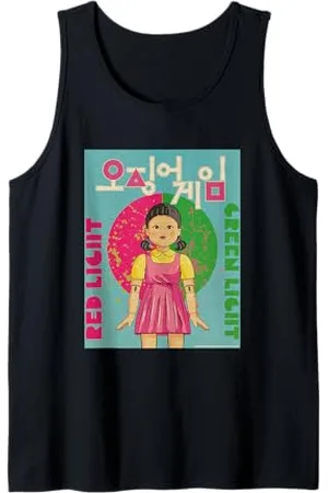 Squid Game Korean Text Logo Rot Hellgrün Licht Puppe Tank Top