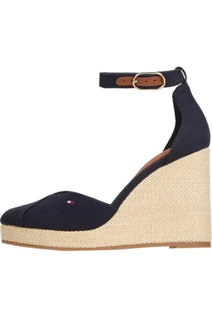 Tommy Hilfiger Damen Wedge Sandalen Flag Closed Toe mit Knöchelriemen, Blau (Space Blue), 39
