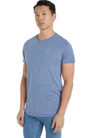 Tommy Hilfiger Herren TJM XSLIM Jaspe C Neck EXT DM0DM09586 Kurzarm Strickoberteile, Blau, XS
