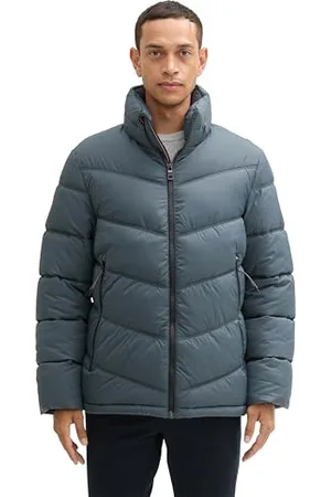 TOM TAILOR Herren 1042207 Pufferjacke mit verstaubarer Kapuze, 27604-Stormy Blue, XL