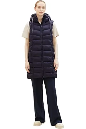 TOM TAILOR Damen 1037486 Longstyle Puffer-Steppweste, 30025-navy Midnight Blue, XL