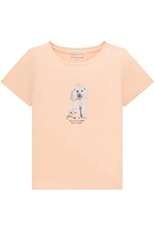 TOM TAILOR Mädchen Kinder T-Shirt mit Pudel-Print 1037128, Orange, 116-122