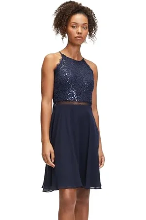 Vera Mont Damen Cocktailkleid mit Spitze Night Sky,42