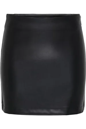 ONLY ONLMIRI Life MW Faux LEA Zip Skirt PNT