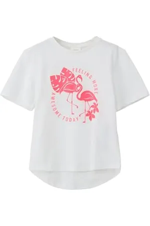 QS by s.Oliver Mädchen 2142148 T-Shirt mit Frontprint, weiß, 92/98