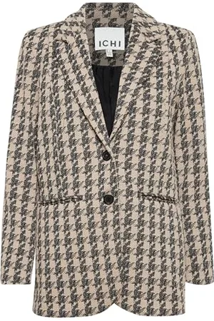Ichi IHKATE Houndstooth Oversize BL Damen Blazer Jackenblazer 59% Polyester, 39% Viskose, 2% Elasthan Loose fit, Größe:L, Farbe: