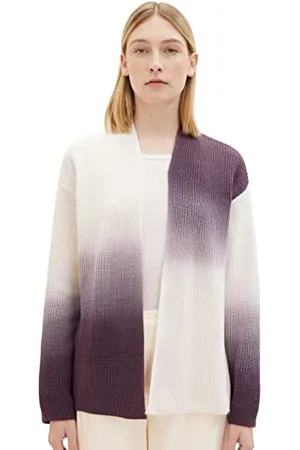 TOM TAILOR Damen 1038695 Cardigan mit Farbverlauf, 33799-grey Offwhite Sprayed Design, L