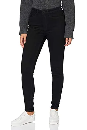 Noisy May Damen Nmcallie Chic Hw Jeans Vi071bl Bg Noos Hose, Black, 27W 30L EU