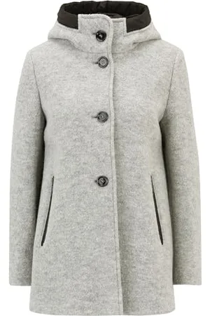 gil-bret Damen Wolljacke mit Kapuze Light Grey Melange,42
