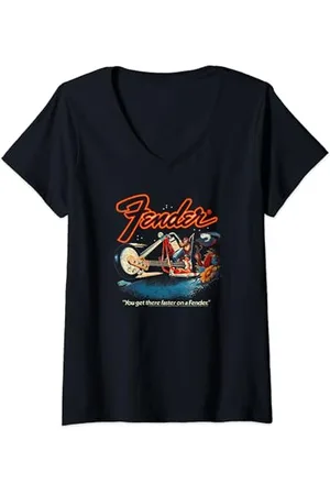 Fender Classic Faster Guitar Motorcycle T-Shirt mit V-Ausschnitt