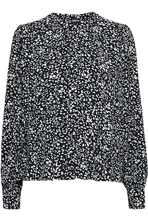Ichi IHCAROLINA SH Damen Lange Bluse Langarm Leichte Bluse aus Viskose mit Leopardenmuster Regular Fit, Größe:36, Farbe: