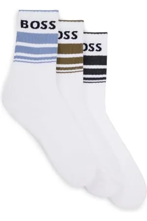 HUGO BOSS Herren 3P QS Rib Stripe CC Kurze Socken mit Streifen und Logos im Dreier-Pack Natur101 39-42