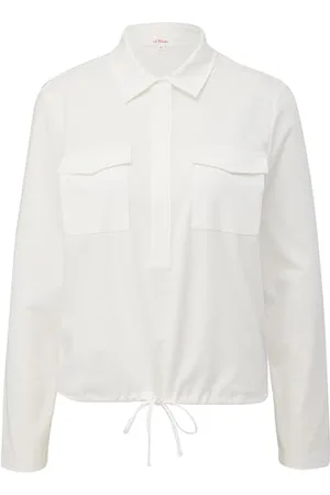 QS by s.Oliver Langarmshirt mit Polokragen und Tunnelzug