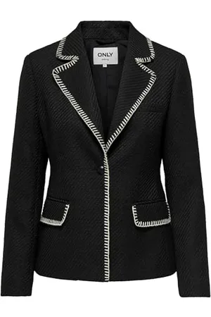 ONLY Damen Onlkari L/S Boucle TLR Blazer, Black/Detail:White Stitch, 34