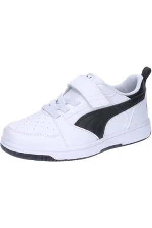 PUMA Unisex Kinder Rebound V6 Lo Ac+ Ps Sneaker, White Black Black, 32 EU