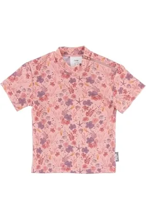Sterntaler Badeshirt Kurzarm Corale Print - UV-Schutz 50+ Schwimmshirt mit Stehkragen - Mädchen UV Shirt mit Reißverschluss in der Schulternaht - Baby Badebekleidung, , Größe 68