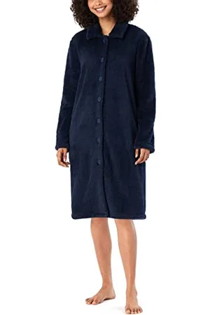 Schiesser Damen kuschelig und warm mit Knöpfen-Teddy Fleece Bademantel, , S