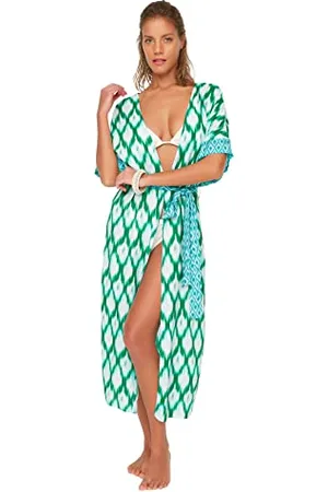 Trendyol Damen & Ethnische Mustermischung Viscon Kimono Kaftan, , XL EU