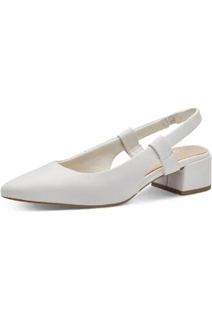 Marco Tozzi Damen Slingpumps mit Blockabsatz Vegan, (White), 38 EU