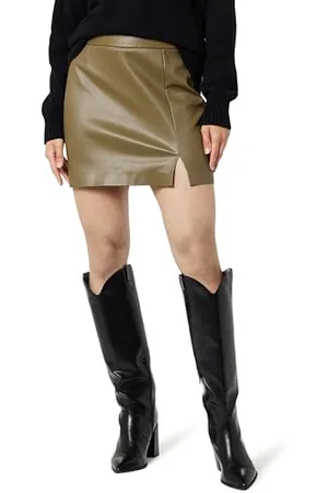 THE DROP Damen Aiden Minirock aus veganem Leder, , M