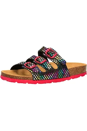 LICO Mädchen Bioline Starline Hausschuh, schwarz/bunt, 34 EU