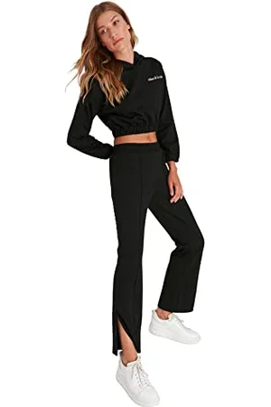 Trendyol Damen Herren Mittlerer Bund Regular Jogginghose Sweatpants, , XS EU