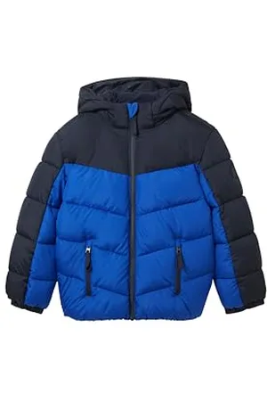 TOM TAILOR Jungen 1038480 Colorblock Puffer Winterjacke mit Abnehmbarer Kapuze, 14531-shiny royal Blue, 92/98