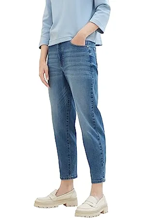 TOM TAILOR Damen 1039897 High Waist Barrel Fit Jeans, 10281-mid Stone wash Denim, 32/28