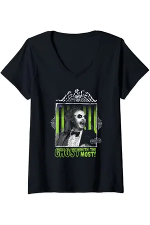BEETLEJUICE Ghost T-Shirt mit V-Ausschnitt