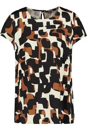 Taifun Damen Blusenshirt mit kurzem Arm Kurzarm Gemustert 42