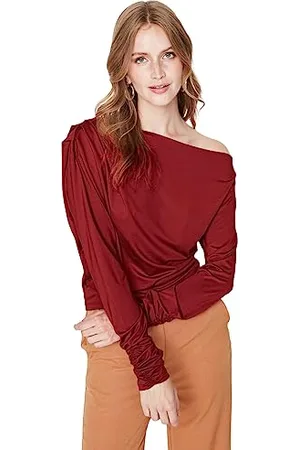 Trendyol Damen Gerade Lange Ärmel Regulär Bluse