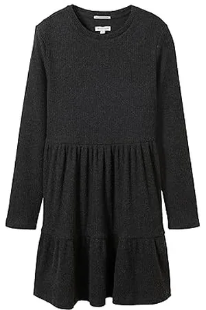 TOM TAILOR Mädchen Kinder Kleid mit Rippstruktur , Shale Grey Melange, 128