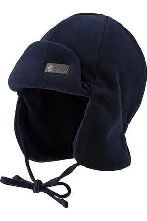 Sterntaler Fliegermütze einfarbig aus weichem Fleece - Jungen Holzfällermütze mit angeschnittenen Ohrenklappen und Bindeband - Kinder Wintermütze, gefüttert mit Microfleece - , 51