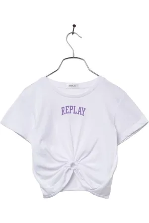 Replay Mädchen T-Shirt Kurzarm aus Baumwolle, Weiß (White 001), 8 Jahre