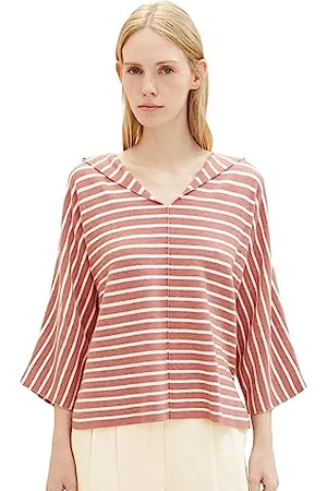 TOM TAILOR Damen 1037748 Hoodie mit Streifen, 33801-rose Melange Stripe, M