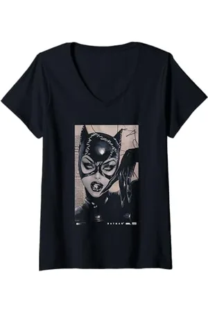 Batman Damen Catwoman Comic Cover 85th Anniversary T-Shirt mit V-Ausschnitt