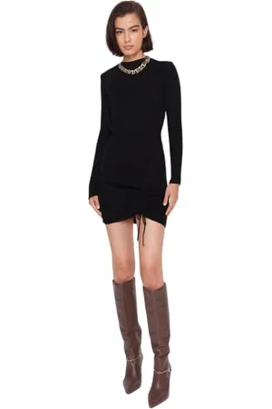 Trendyol Damen Woman Midi Bodycon Crew Neck Knitwear Dress Kleid, , M