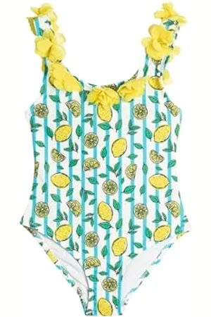 Koton Girls Swimsuit Applique Detail Lemon Printed Thick Strappy