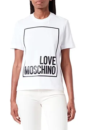 Moschino Damen Regular Fit Short Sleeveswith Logo Box Design T Shirt, , 38 EU
