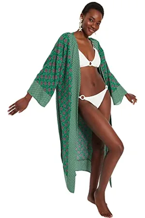 Trendyol Damen Strandmode Entspannt Basic V-Ausschnitt Gewebte Kimonos & Kaftans, , 36