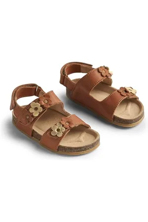 WHEAT Zehenfreie Kork-Sandale Clara mit Blumen - Unisex - echtes Leder