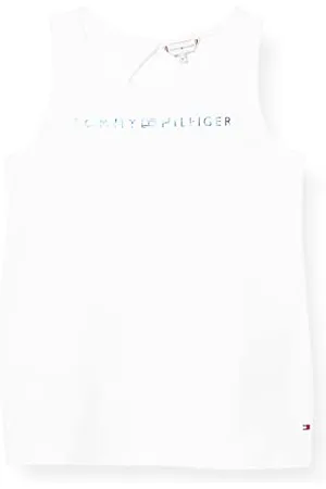 Tommy Hilfiger Mädchen Tommy Logo Tanktop S/S T-Shirt, White, 80 cm
