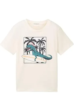 TOM TAILOR Jungen Kinder T-Shirt mit UV-reaktivem Print , Wool White, 92/98