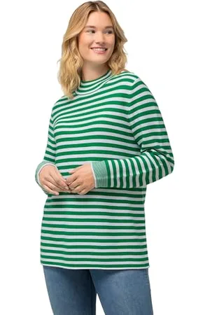 Ulla Popken Damen Ringelpullover, Turtle-Neck Pullover, , 42-44