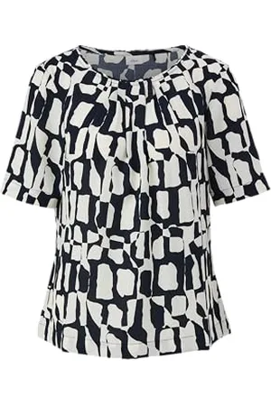 QS by s.Oliver Gemusterte Bluse mit Falten-Details 46