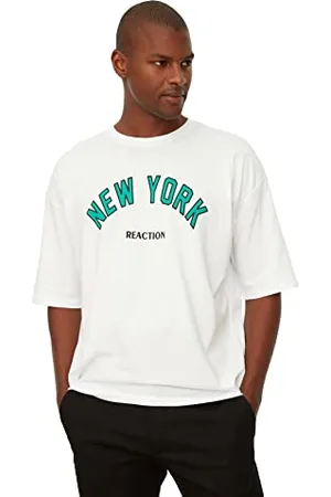 Trendyol Herren Herrenübergroße Passform 100% Baumwolle Runder Kragen Kurzarm Drucken T-shirt T Shirt, , XL EU