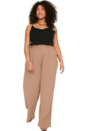 Trendyol Damen, hohe Taille, weites Bein, Übergröße Hose, , 52 Plus