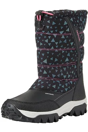 Geox J Himalaya Girl B AB Ankle Boot, Black/WATERSEA, 34 EU