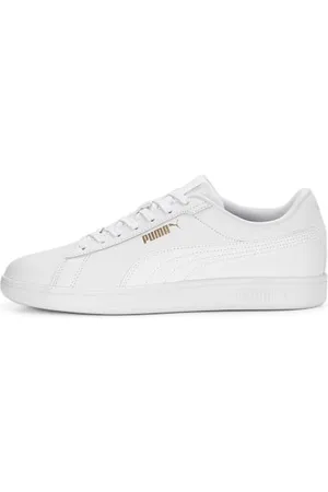 PUMA Smash 3.0 L Unisex Kinder Sneaker , White White Gold, 36 EU